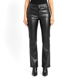 Kathy Ireland Womens 12‎ Faux Leather Trousers Black Straight Leg High Waist